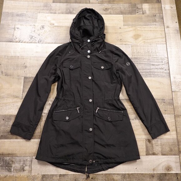 Michael Michael Kors Black Hooded Anorak Jacket Women’s Small - Picture 1 of 16